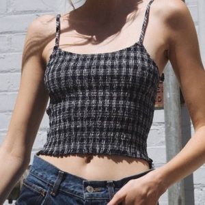 Brandy Melville Izzy Navy and White Plaid Tank Top